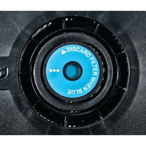 Filter humidity indicator showing blue to discard